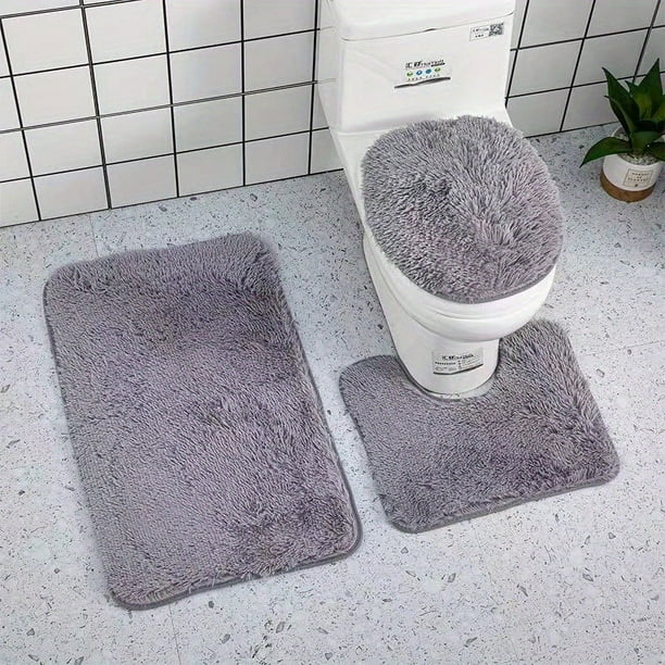 3pcs Thick Velvet Bath Mat Set, Bathroom Rugs For 3 Pieces, Toilet Mats, Soft Comfortable, Water Absorption, Non-Slip, Thick, Easier To Dry For Floor Mats, Bathroom Accessories