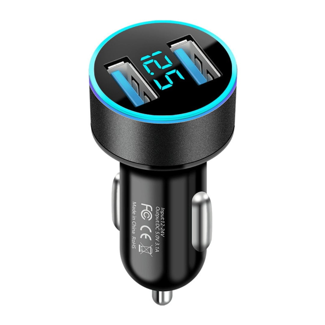 Crusec - Cargador Adaptador Automovil Usb Doble Entrada 12-24v 3.1a