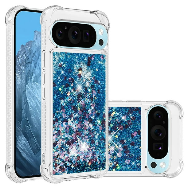 FOXDOCK Funda Glitter Líquida para Google Pixel 10 con Anillo Brillante, TPU Antichoques y Esquinas Reforzadas, Soporte