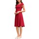 thumbnail image 4 of INSPIRE CHIC Vestido de Mujer con Mangas Cortas Acampanadas Cuello Cuadrado para Negocios Trabajo Línea A Vestidos Plisados 2XL Rojo, 4 of 5