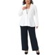 thumbnail image 2 of Agnes Orinda Chaquetas de Talla Grande para Mujer de Escuela y Universidad, Cuello Chal, Botones, Casual, Traje de Trabajo, Chaqueta Peplum, 3X Blanco, 2 of 7