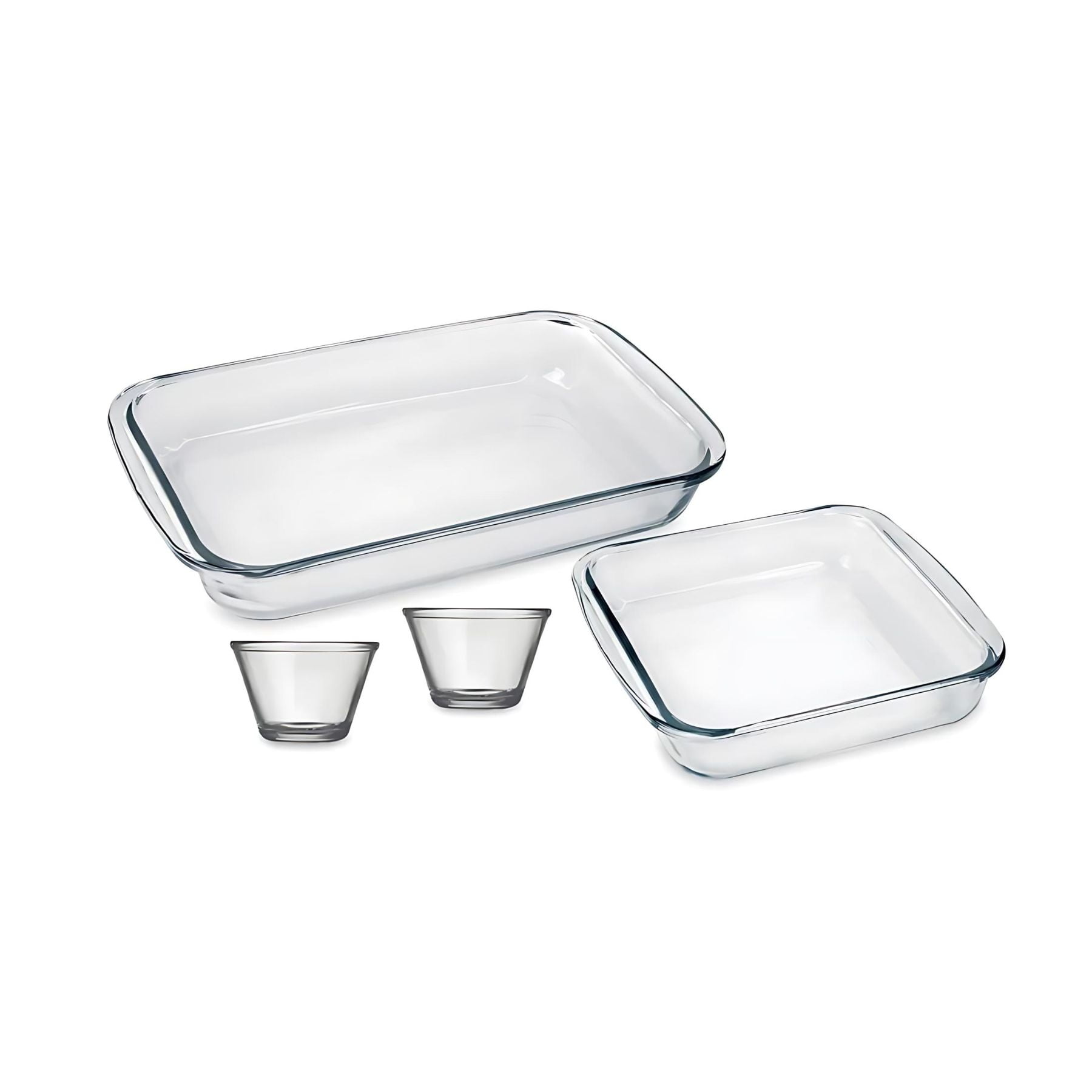 Marinex - Set 2 Fuentes Asadera Rectangular Vidrio Templado Con 2 Flaneras
