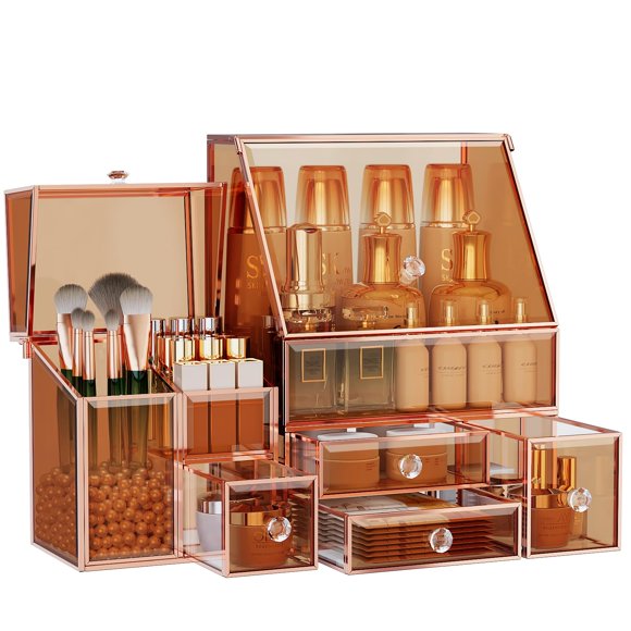 CADDY YD Youdepot Organizador de Maquillaje de Vidrio 24x16x10 cm