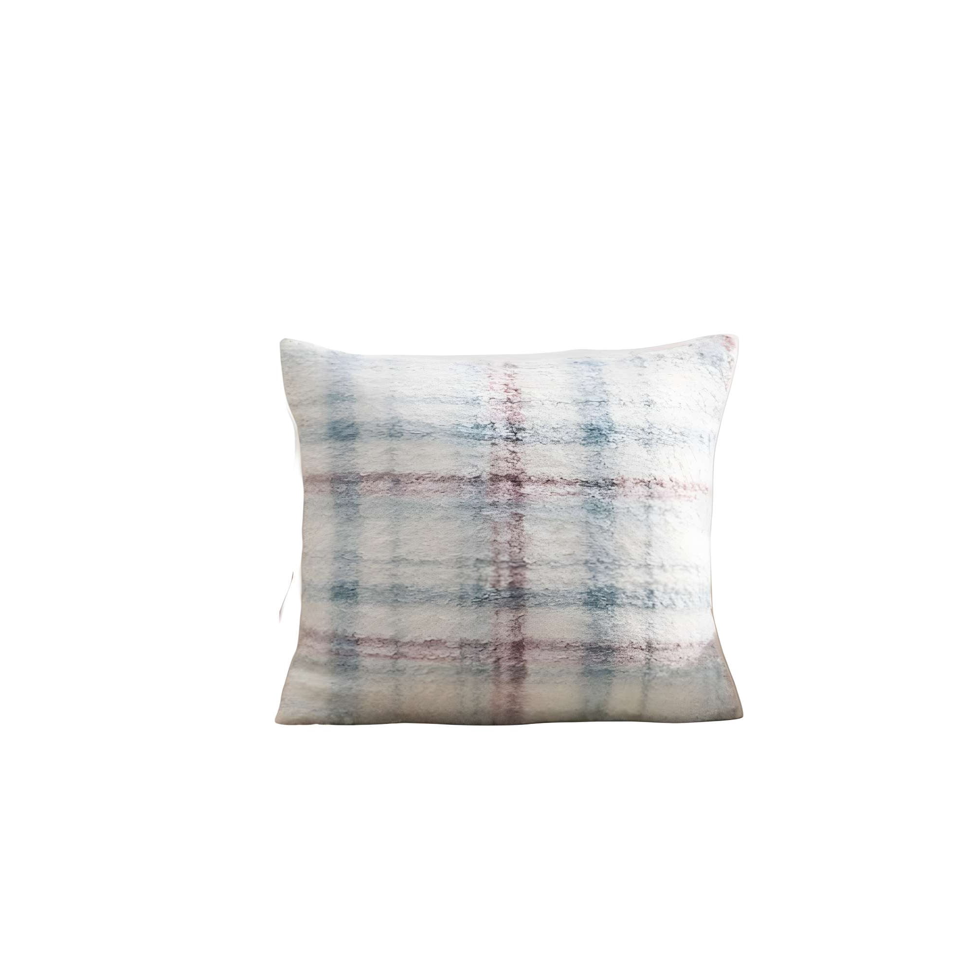 Genérico - Juego De 2 Fundas Peludas Cuadrille Felpa 45x45 Celeste