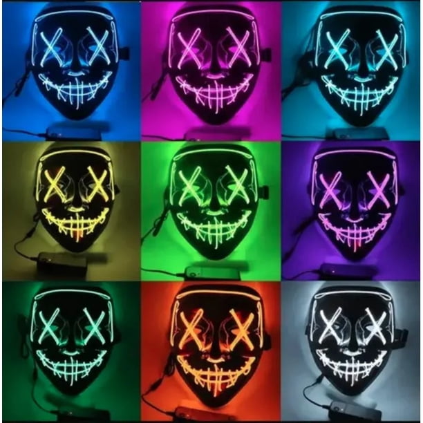 Máscara Luz Led La Purga Halloween The Purge Colores