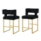 thumbnail image 1 of Modern Fashion Counter Height Bar Stools with Unique Square Open Backrest, Set of 2 Versatile Bar Chairs with Sturdy Iron Legs, 26" H Counter Height Chairs for kitchen islands, Black/Gold, 1 of 3