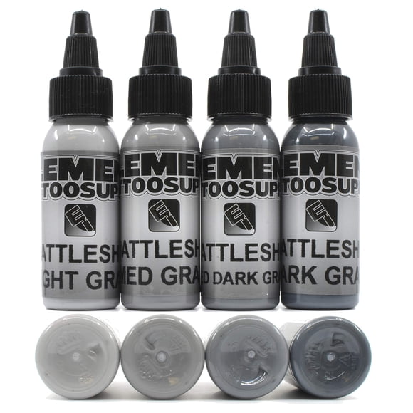 Set de tintas para tatuajes Element Tattoo Supply Battleship Grey 30 ml x4