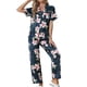 thumbnail image 2 of INSPIRE CHIC Conjuntos de Pijamas para Mujer Camisa con Botones y Pantalones Largos 2 Piezas Ropa de Dormir S Azul Profundo, 2 of 6