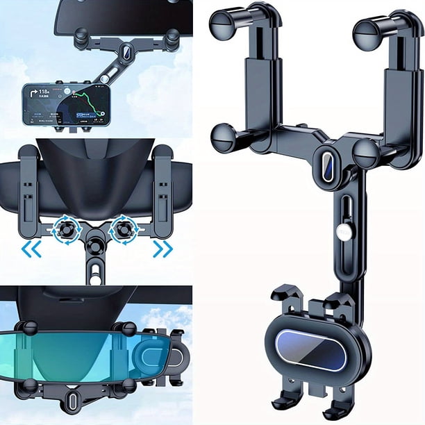 360° Rotatable Car Phone Mount: Freely Adjustable Rear View Mirror Holder For All Smartphones!