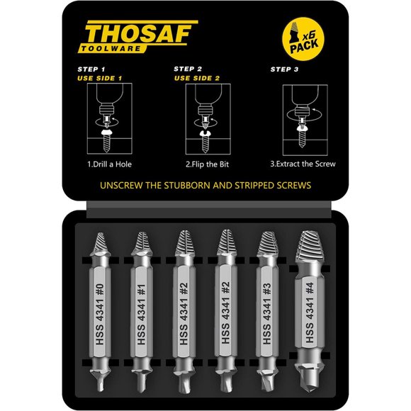 Set Extractor de Tornillos THOSAF de 6 Piezas HSS 4341
