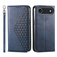 Funda Flip Foxdock Para Iphone 17 Air , Estilo Billetera Con Diseño Rombo, Correa De Mano Y Soporte, Uso Diario