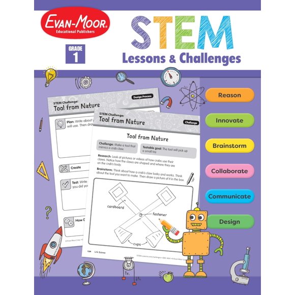 Cuaderno de Trabajo Evan-Moor Lecciones y Retos STEM Grado 1