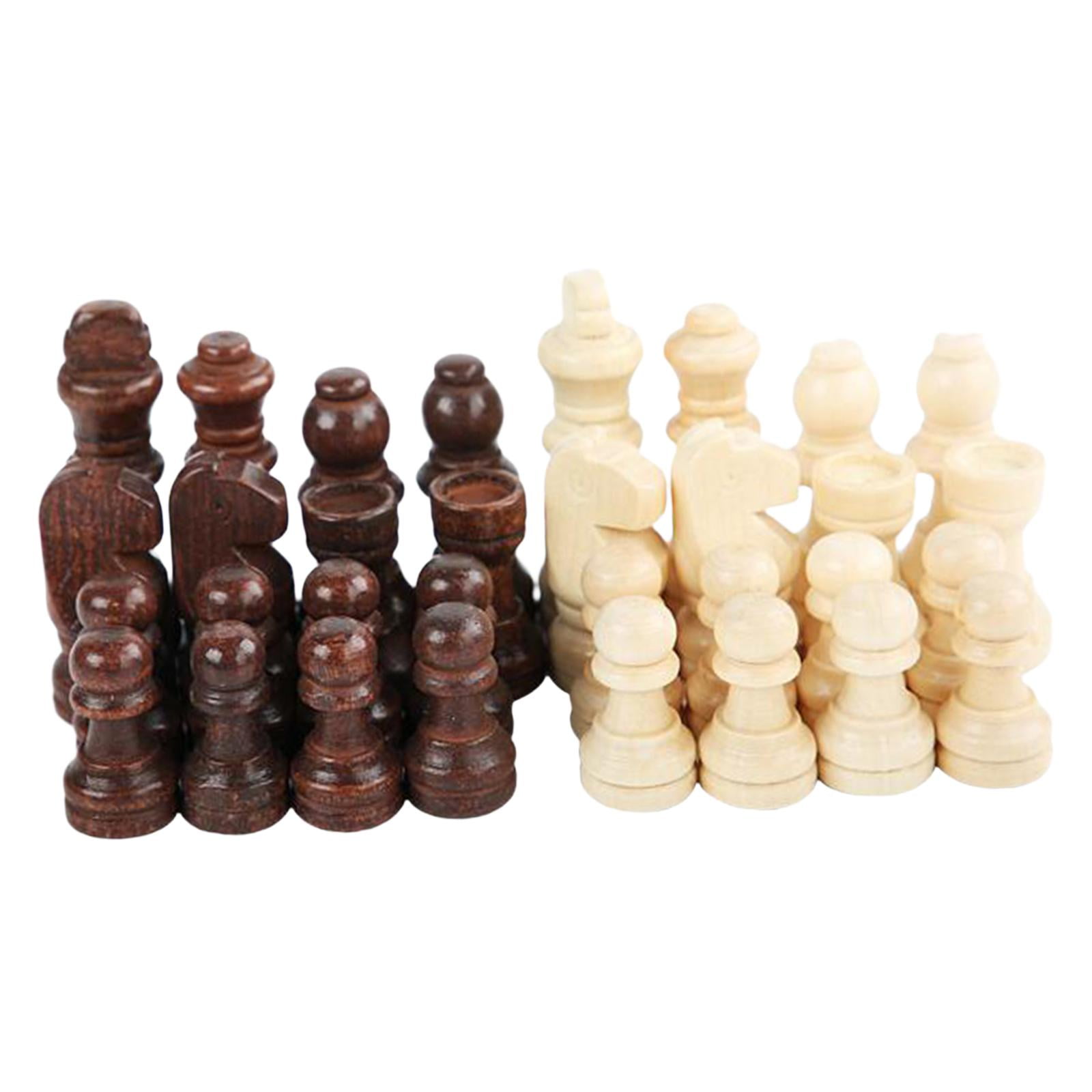 Magideal - 32 Piezas De Ajedrez De Madera Juegos De Mesa De Ajedrez De Madera Figuras De Ajedrez Juego De Ajedrez Peones Para Viajes En Casa Principiantes Niños, 25 Pulgadas