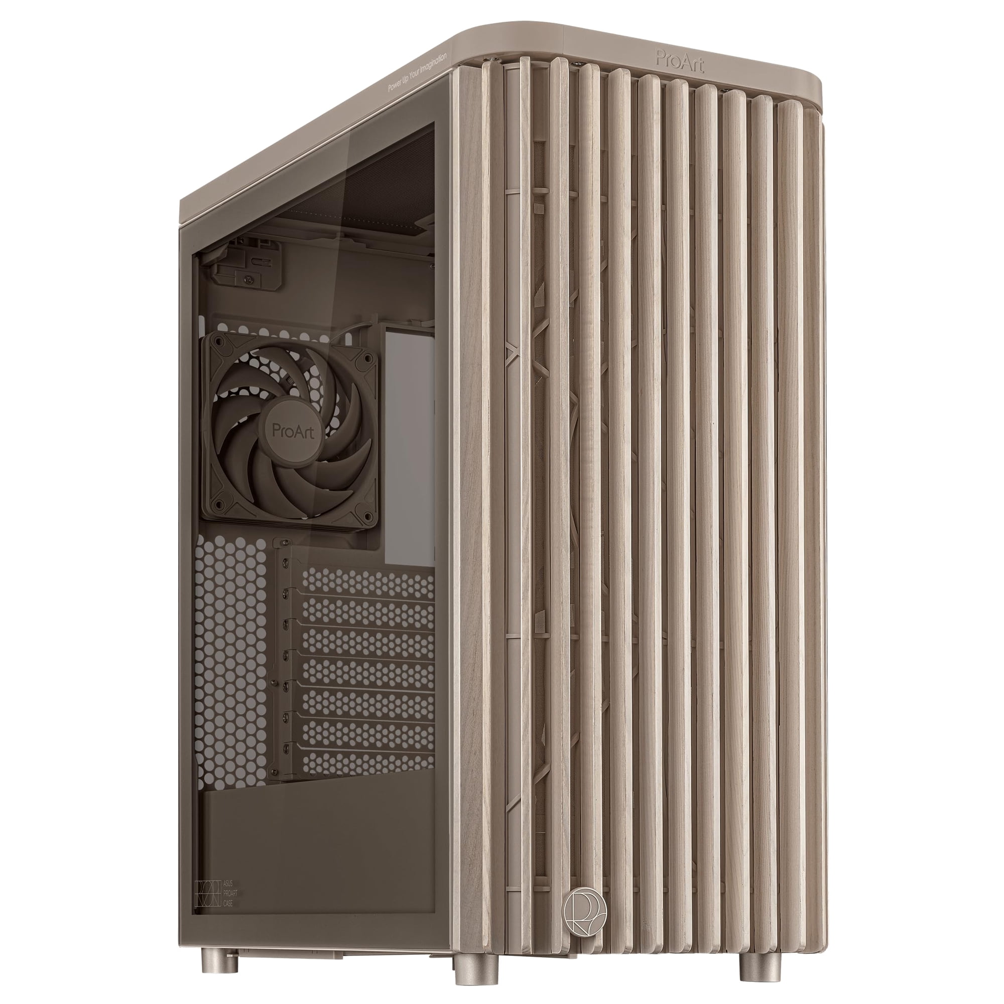 Funda Atx Para Asus Proart Pa401, Edición En Madera, Color Beige Con Cristal Templado