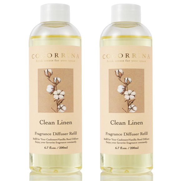Recambio para difusor Reed COCORRÍNA Clean Linen, 200 ml, 2 paquetes