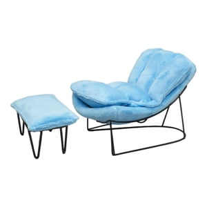 Magideal - Mecedora A Escala 1:6 De Hierro Forjado, Modelo De Mini Colección, Modelo De Sofá Individual De Tela Suave Con Reposapiés Para Figuras De Acción De 12 Azul