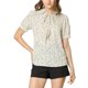 thumbnail image 4 of INSPIRE CHIC Blusa de Chifón con Estampado Retro de Regreso a Clases para Mujer, Manga Corta, Lazo, Cuello Peter Pan, S, Blanco Crema-Puntos, 4 of 8