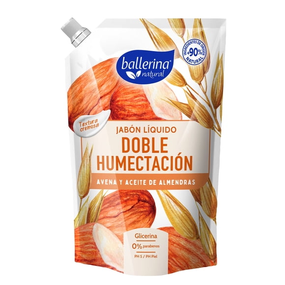 Jabón Líquido Ballerina Doble Humectación Avena y Aceite de Almendras
