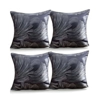 Genérico - Pack De 4 Fundas De Cojines Satin Diseño Hojas 45Cm X 45 Cm Gris
