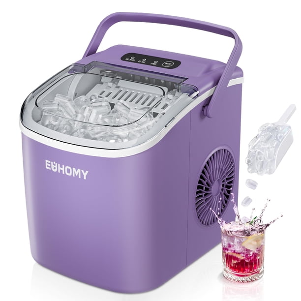 Máquina de hielo de sobremesa EUHOMY, 26 libras/día, 9 cubitos de hielo, 6 minutos