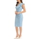 thumbnail image 4 of Vestido tubo sin mangas para el trabajo con volantes, cuello en V y abertura INSPIRE CHIC para mujer XL Azul claro, 4 of 6