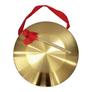 Magideal - Instrumento De Gong Mini Gong De Mano Pequeña, Percusión Multiusos, Gong De Latón Con Mazo Para Ceremonias De Celebración En El Hogar Y La Oficina , 32Cm