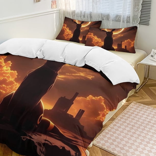 Umbreon Bed Duvet Cover Funny Anime Cartoon Bedding Sets Lightweight 3 Piece Comforter Sets