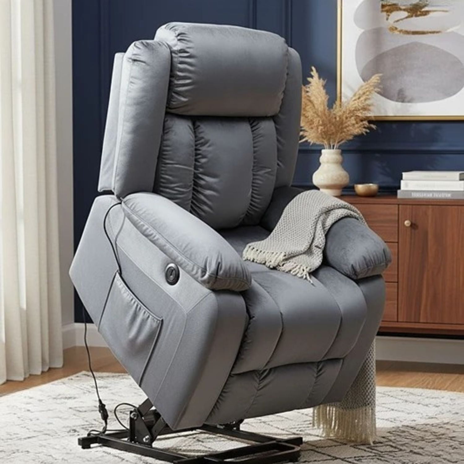 Daniels - Berger Reclinable Eléctrico Lift + Masaje + Calentador Livorno Gris Km8822mdg