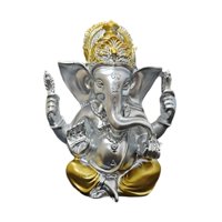 Bothyi - Estatua Del Señor Ganesha, Figura India De Ganesha Para Meditación, Sala De Estudio, Interior, Plateado