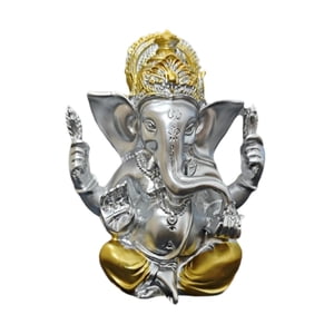 Bothyi - Estatua Del Señor Ganesha, Figura India De Ganesha Para Meditación, Sala De Estudio, Interior, Plateado