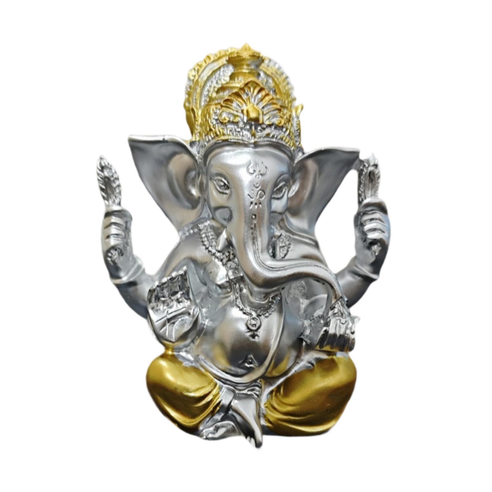 Bothyi - Estatua Del Señor Ganesha, Figura India De Ganesha Para Meditación, Sala De Estudio, Interior, Plateado