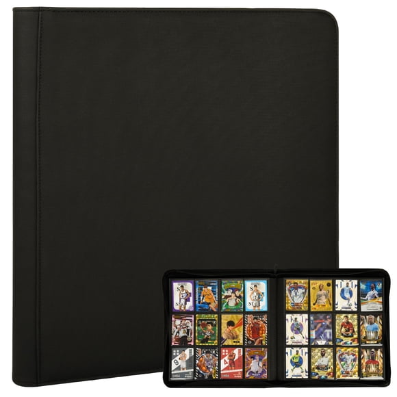Carpeta para cartas SKYHJK de cuero impermeable negro para 480 cartas