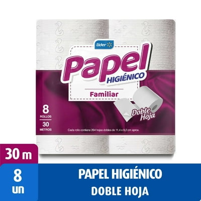 Papel Higiénico Familiar Doble Hoja 30 Metros 8 Un Lider