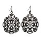 thumbnail image 4 of Vintage Bohemia mujeres hueco flor gota cuelga los pendientes gancho de oreja negro, 4 of 5