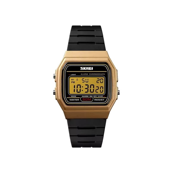 SKMEI 1412 DORADO – Reloj Digital para Mujer, Retro, Resistente al Agua y Funcional
