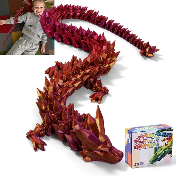 Juguete antiestrés TXB3DOK Dragón impreso en 3D de 60 cm, morado y dorado