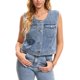 thumbnail image 1 of Chaleco de Mezclilla para Mujer INSPIRE CHIC con Botones, Sin Cuello, Lavado y Desgastado, Sin Mangas, Chaquetas de Mezclilla L Gris Azul Claro, 1 of 6