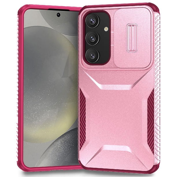 Funda Resistente para Samsung Galaxy S24 con Tapa Deslizante y Protección Militar Rosa