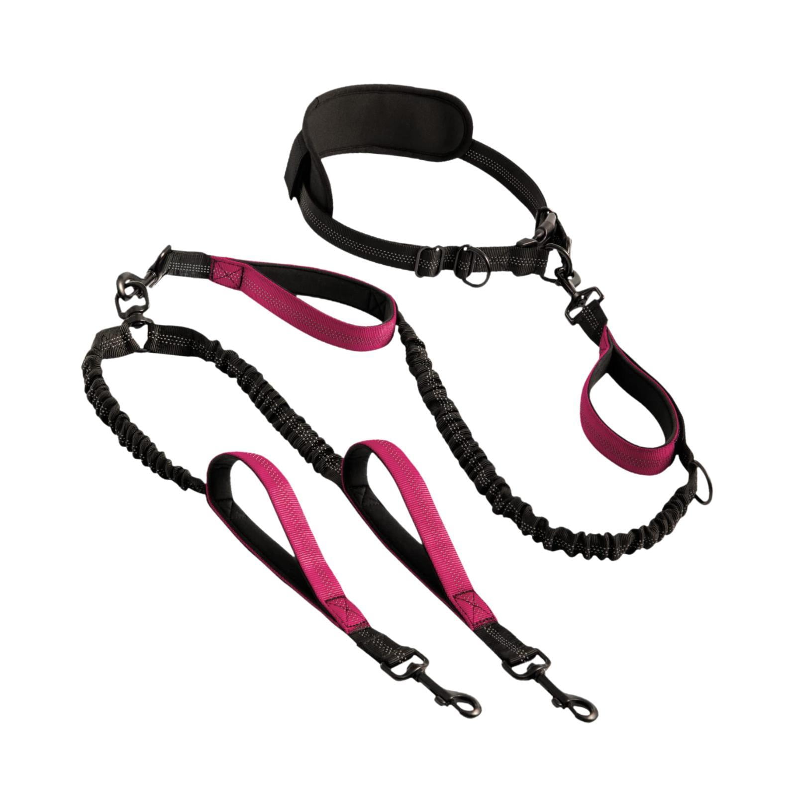 Magideal - Correa Retráctil Para Perros Con Manos Libres Y Doble Elástico Reflectante, Costura Reflectante Antitirones, Correa Doble Para Perros Para Canicross Rosa