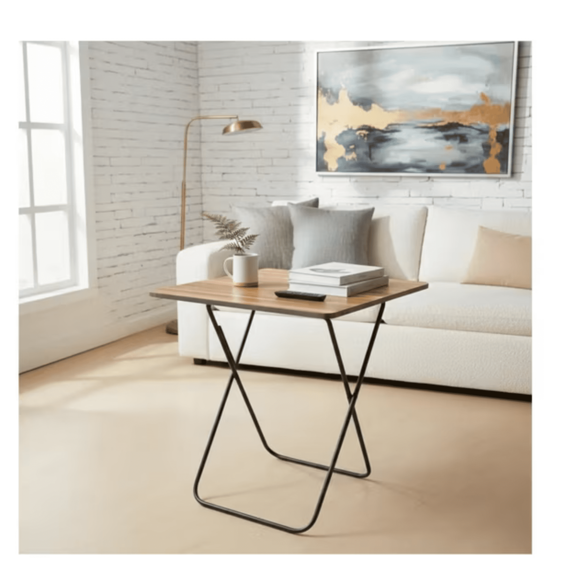 Genérico - Mesa Plegable En Acero Inoxidable Y Mdf Medidas 80x80 Cm