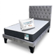 thumbnail image 1 of Cama Plaza y Media con Colchon + Pack de Almohadas Tapizado en Felpa Gris Claro, 1 of 5