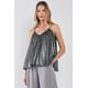 thumbnail image 1 of Top Holgado sin Mangas con Escote en V Suave en Color Negro Plateado Talla XS, 1 of 3