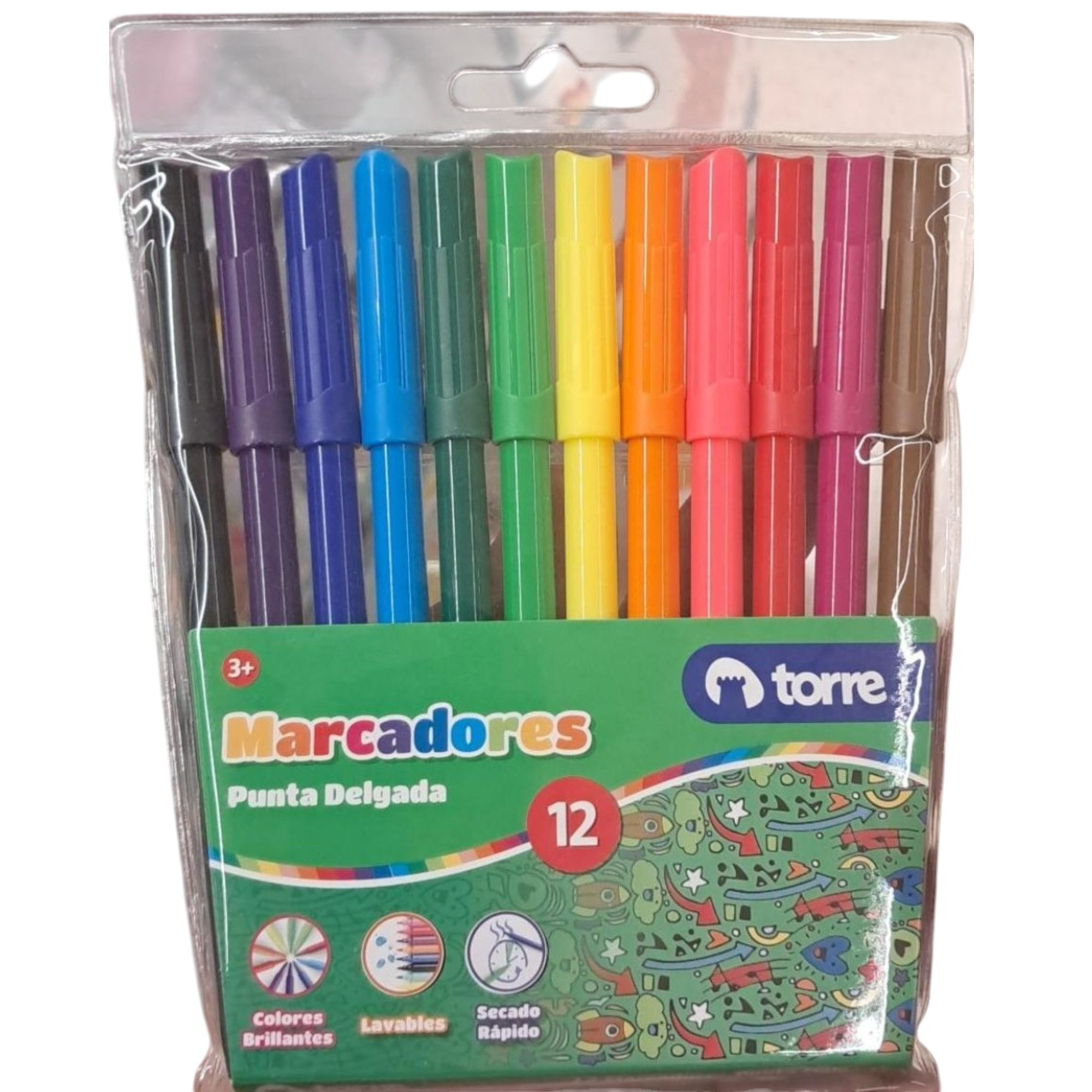 Marcadores Para Dibujar Punta Delgada 12 Colores 1 Un Torre