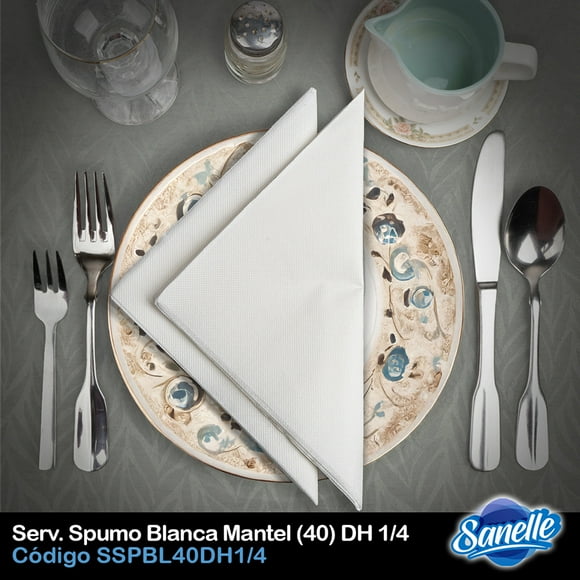 Servilleta Spumo Blanca Mantel 40 Doble Hoja Doblada 1 4 Caja 960 Unidades