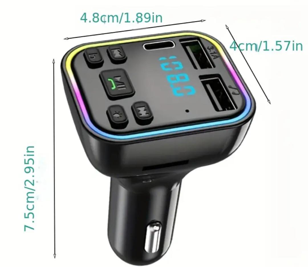 Genérico - Transmisor Bluetooth A Fm G38 Con 2 Usb Y 1 Tipo C Con Led Rgb