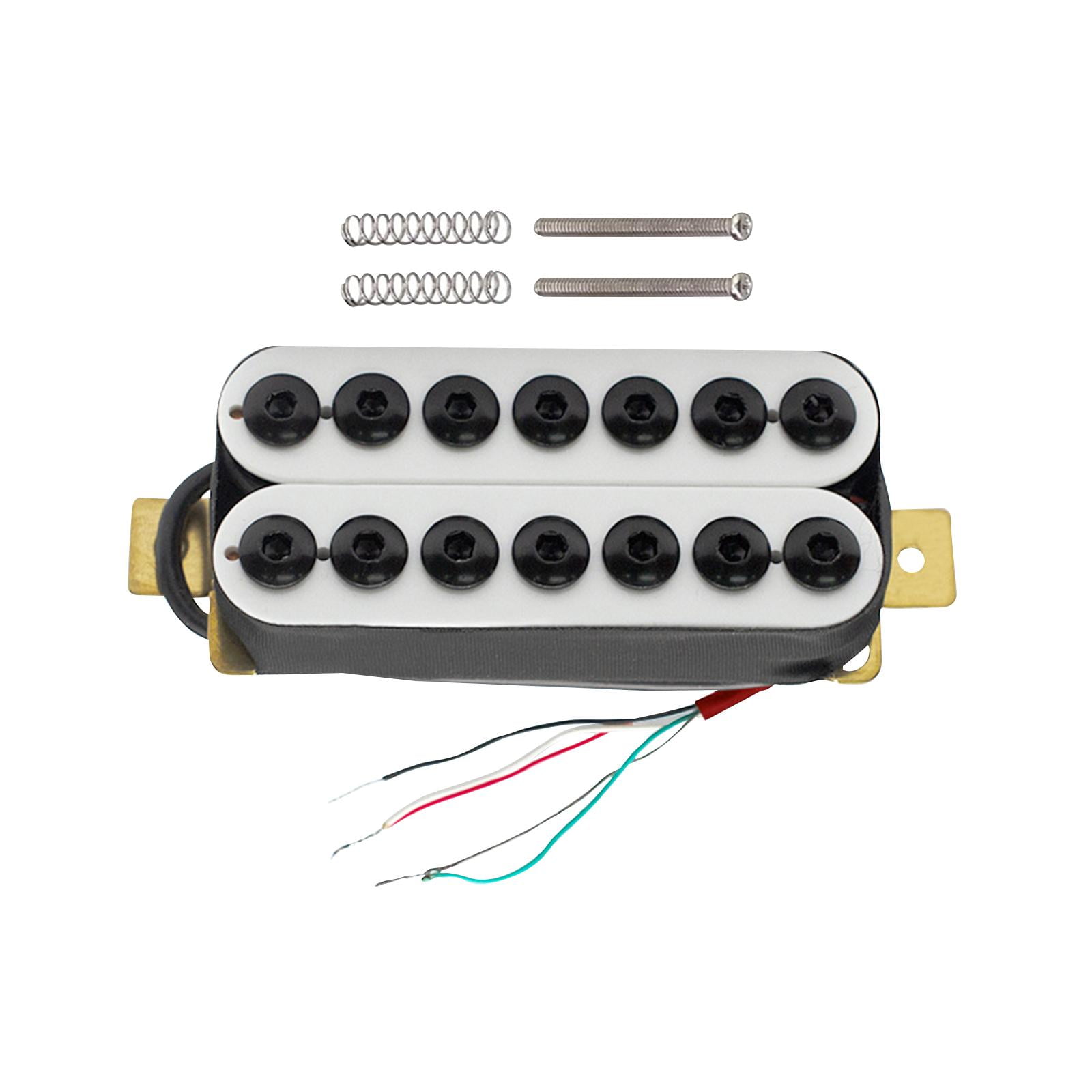 Magideal - Juego De Pastillas De Doble Bobina, Precableadas, 4 Pastillas Humbucker De Alto Rendimiento Y Bajo Ruido Para 7 Cuerdas Puente Blanco