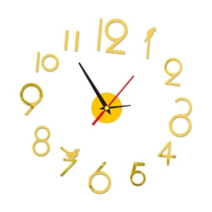 Magideal - Creativo Diy Reloj De Pared Silencioso Etiqueta De Reloj Diy Kit De Reloj Sin Marco Grande Moderno Para Oficina Dormitorio , Oro