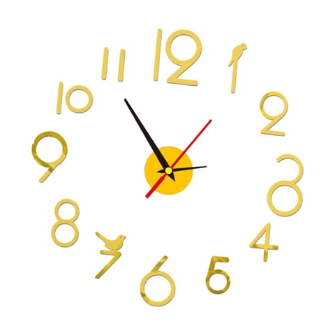 Magideal - Creativo Diy Reloj De Pared Silencioso Etiqueta De Reloj Diy Kit De Reloj Sin Marco Grande Moderno Para Oficina Dormitorio , Oro