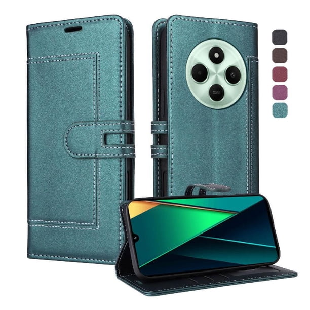 Premium Wallet Case for Xiaomi Redmi 14C with Card Slots & Kickstand, Flip Cover Green