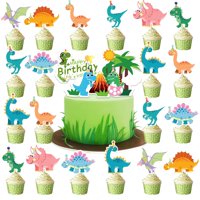 Kingzone - Decoración Para Tartas, Diseño De Dinosaurio, Fiesta De Cumpleaños, 33 Unidades